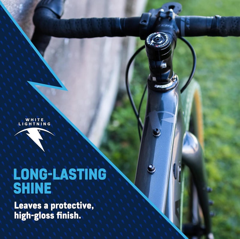 WHITE LIGHTNING باي باي ديرت سائل تنظيف الدراجات السريع، محلول تنظيف الدراجات 3 في 1 ينظف، يلمع ويحمي، لا يحتاج إلى ماء، آمن لجميع الأسطح بما في ذلك ألياف الكربون، زجاجة 16 أونصة - Image 4